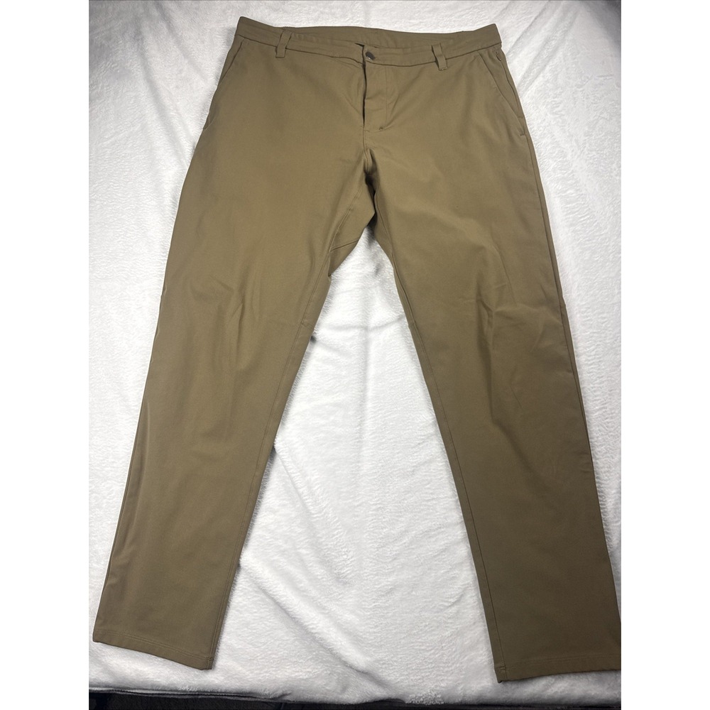 Lululemon Commission Pants Mens 36x30 Tan Warpstreme Slim Chino Khaki Brown